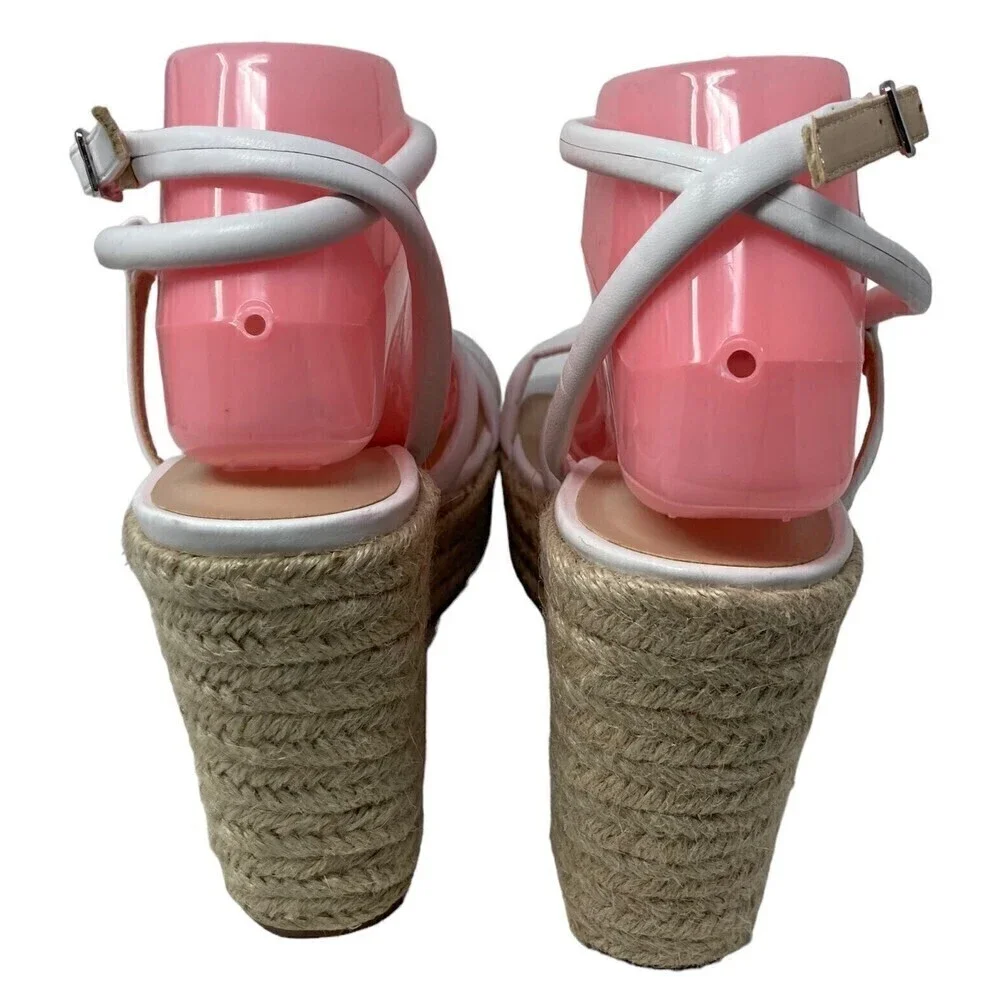 BP Nordstrom Cohan Espadrille Platform Wedge Sandal Heels White Size 10M NEW
